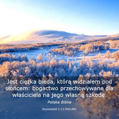 Picture 03 - Kaznodziei 5:13 POLUBG - Jest ciężka bieda, którą widziałem pod - Bible Verse Picture