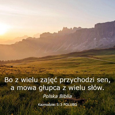 Picture 03 - Kaznodziei 5:3 POLUBG - Bo z wielu zajęć przychodzi sen, a mowa głupca - Bible Verse Picture