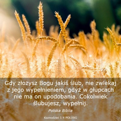 Picture 03 - Kaznodziei 5:4 POLUBG - Gdy złożysz Bogu jakiś ślub, nie zwlekaj z - Bible Verse Picture