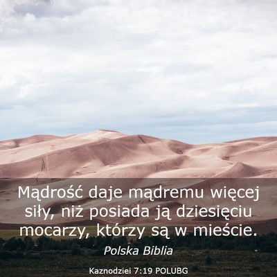 Picture 03 - Kaznodziei 7:19 POLUBG - Mądrość daje mądremu więcej siły, niż - Bible Verse Picture