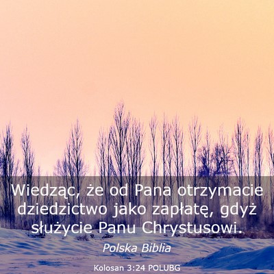 Picture 03 - Kolosan 3:24 POLUBG - Wiedząc, że od Pana otrzymacie dziedzictwo jako - Bible Verse Picture