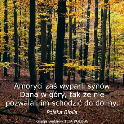 Picture 03 - Księga Sędziów 1:34 POLUBG - Amoryci zaś wyparli synów Dana w góry, tak że - Bible Verse Picture