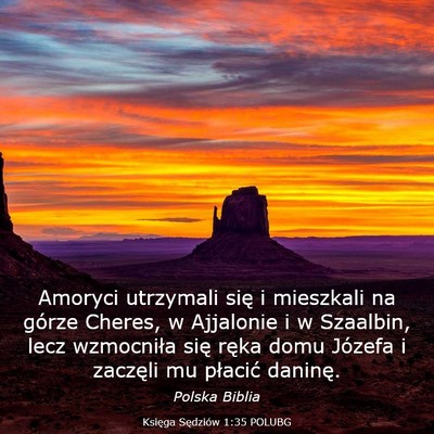 Picture 03 - Księga Sędziów 1:35 POLUBG - Amoryci utrzymali się i mieszkali na górze - Bible Verse Picture