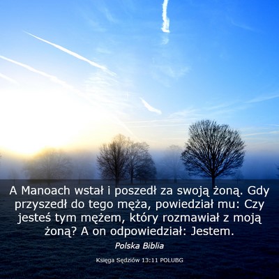 Picture 03 - Księga Sędziów 13:11 POLUBG - A Manoach wstał i poszedł za swoją żoną. Gdy - Bible Verse Picture