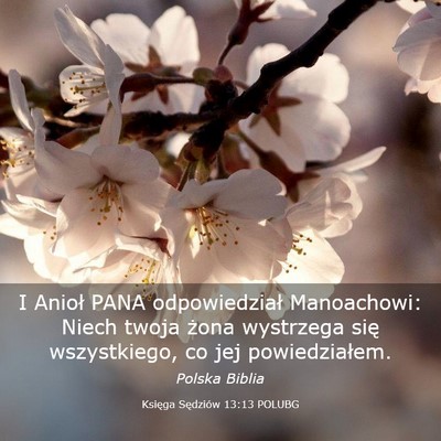Picture 03 - Księga Sędziów 13:13 POLUBG - I Anioł PANA odpowiedział Manoachowi: Niech - Bible Verse Picture