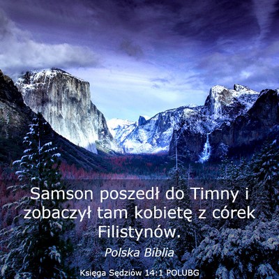 Picture 03 - Księga Sędziów 14:1 POLUBG - Samson poszedł do Timny i zobaczył tam kobietę - Bible Verse Picture