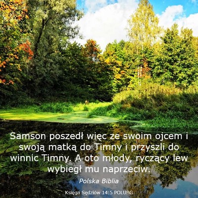 Picture 03 - Księga Sędziów 14:5 POLUBG - Samson poszedł więc ze swoim ojcem i swoją - Bible Verse Picture