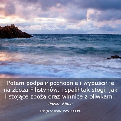 Picture 03 - Księga Sędziów 15:5 POLUBG - Potem podpalił pochodnie i wypuścił je na - Bible Verse Picture