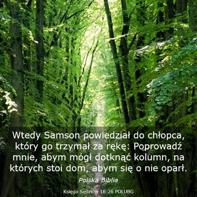 Picture 03 - Księga Sędziów 16:26 POLUBG - Wtedy Samson powiedział do chłopca, który go - Bible Verse Picture