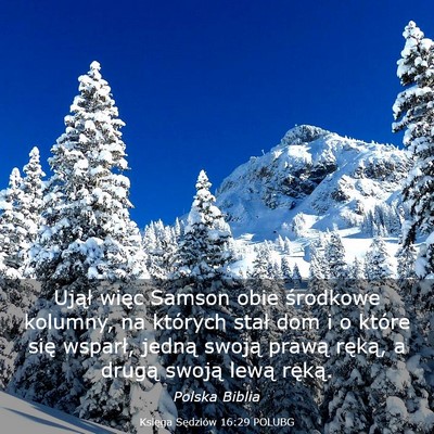 Picture 03 - Księga Sędziów 16:29 POLUBG - Ujął więc Samson obie środkowe kolumny, na - Bible Verse Picture