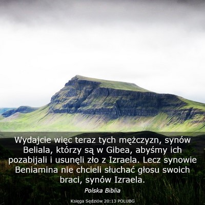 Picture 03 - Księga Sędziów 20:13 POLUBG - Wydajcie więc teraz tych mężczyzn, synów - Bible Verse Picture