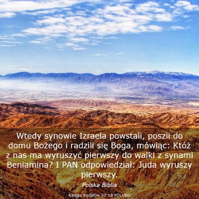 Picture 03 - Księga Sędziów 20:18 POLUBG - Wtedy synowie Izraela powstali, poszli do domu - Bible Verse Picture