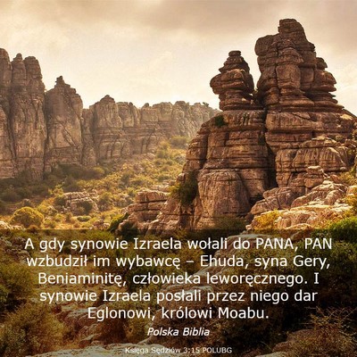 Picture 03 - Księga Sędziów 3:15 POLUBG - A gdy synowie Izraela wołali do PANA, PAN - Bible Verse Picture