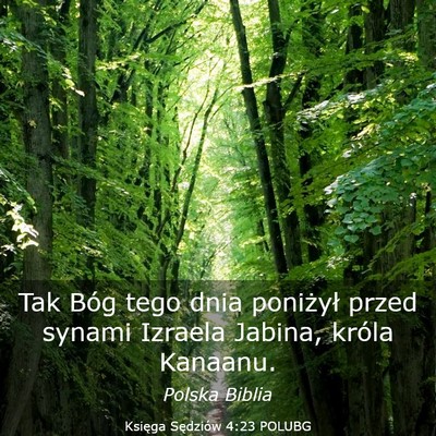 Picture 03 - Księga Sędziów 4:23 POLUBG - Tak Bóg tego dnia poniżył przed synami Izraela - Bible Verse Picture