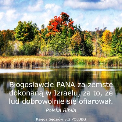 Picture 03 - Księga Sędziów 5:2 POLUBG - Błogosławcie PANA za zemstę dokonaną w - Bible Verse Picture