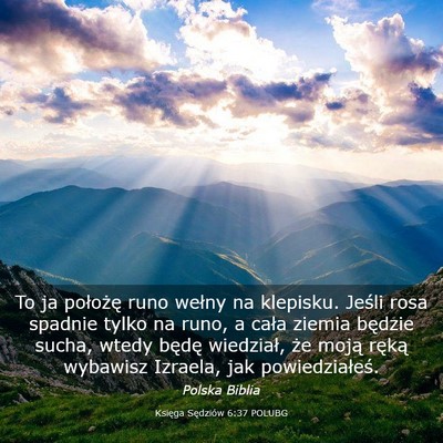 Picture 03 - Księga Sędziów 6:37 POLUBG - To ja położę runo wełny na klepisku. Jeśli - Bible Verse Picture