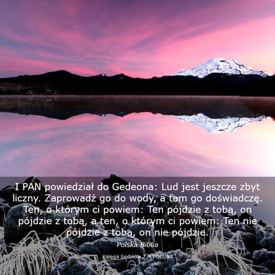 Picture 03 - Księga Sędziów 7:4 POLUBG - I PAN powiedział do Gedeona: Lud jest jeszcze - Bible Verse Picture