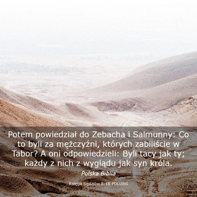 Picture 03 - Księga Sędziów 8:18 POLUBG - Potem powiedział do Zebacha i Salmunny: Co to - Bible Verse Picture