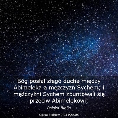 Picture 03 - Księga Sędziów 9:23 POLUBG - Bóg posłał złego ducha między Abimeleka a - Bible Verse Picture