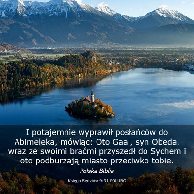 Picture 03 - Księga Sędziów 9:31 POLUBG - I potajemnie wyprawił posłańców do Abimeleka, - Bible Verse Picture