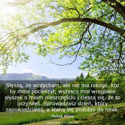 Picture 03 - Lamentacje 1:21 POLUBG - Słyszą, że wzdycham, ale nie ma nikogo, kto by - Bible Verse Picture