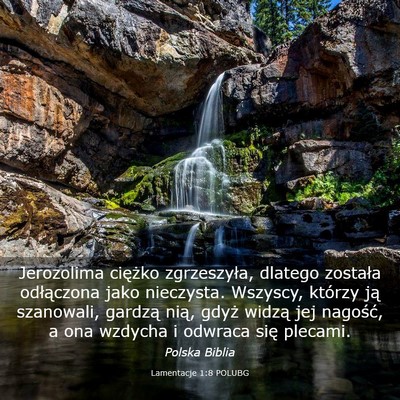 Picture 03 - Lamentacje 1:8 POLUBG - Jerozolima ciężko zgrzeszyła, dlatego została - Bible Verse Picture