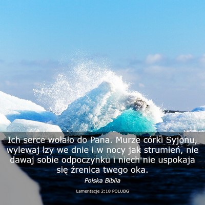 Picture 03 - Lamentacje 2:18 POLUBG - Ich serce wołało do Pana. Murze córki Syjonu, - Bible Verse Picture