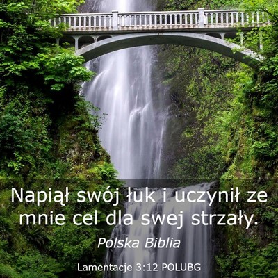 Picture 03 - Lamentacje 3:12 POLUBG - Napiął swój łuk i uczynił ze mnie cel dla - Bible Verse Picture