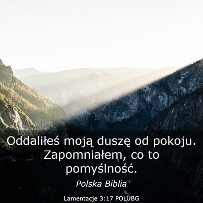 Picture 03 - Lamentacje 3:17 POLUBG - Oddaliłeś moją duszę od pokoju. Zapomniałem, - Bible Verse Picture