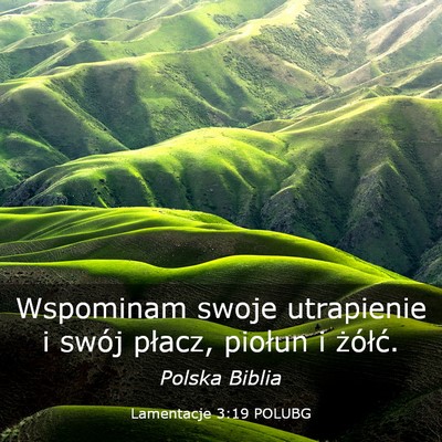 Picture 03 - Lamentacje 3:19 POLUBG - Wspominam swoje utrapienie i swój płacz, - Bible Verse Picture