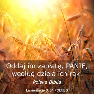 Picture 03 - Lamentacje 3:64 POLUBG - Oddaj im zapłatę, PANIE, według dzieła ich - Bible Verse Picture