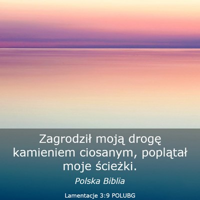 Picture 03 - Lamentacje 3:9 POLUBG - Zagrodził moją drogę kamieniem ciosanym, - Bible Verse Picture