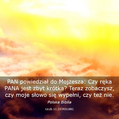 Picture 03 - Liczb 11:23 POLUBG - PAN powiedział do Mojżesza: Czy ręka PANA jest - Bible Verse Picture