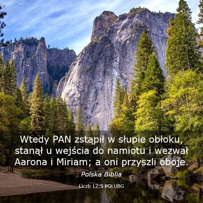 Picture 03 - Liczb 12:5 POLUBG - Wtedy PAN zstąpił w słupie obłoku, stanął u - Bible Verse Picture
