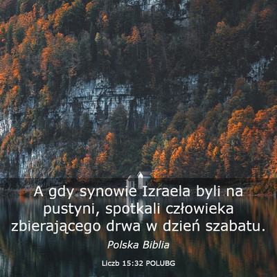 Picture 03 - Liczb 15:32 POLUBG - A gdy synowie Izraela byli na pustyni, spotkali - Bible Verse Picture