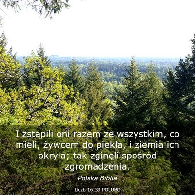 Picture 03 - Liczb 16:33 POLUBG - I zstąpili oni razem ze wszystkim, co mieli, - Bible Verse Picture
