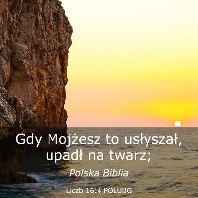 Picture 03 - Liczb 16:4 POLUBG - Gdy Mojżesz to usłyszał, upadł na - Bible Verse Picture