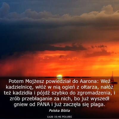 Picture 03 - Liczb 16:46 POLUBG - Potem Mojżesz powiedział do Aarona: Weź - Bible Verse Picture