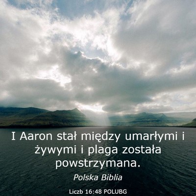 Picture 03 - Liczb 16:48 POLUBG - I Aaron stał między umarłymi i żywymi i plaga - Bible Verse Picture