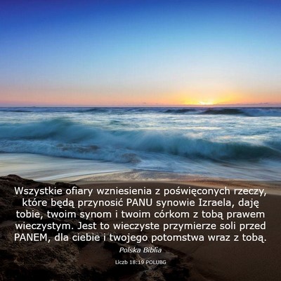 Picture 03 - Liczb 18:19 POLUBG - Wszystkie ofiary wzniesienia z poświęconych - Bible Verse Picture