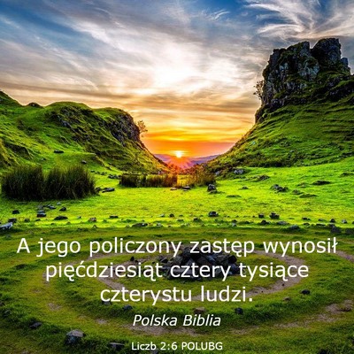 Picture 03 - Liczb 2:6 POLUBG - A jego policzony zastęp wynosił pięćdziesiąt - Bible Verse Picture