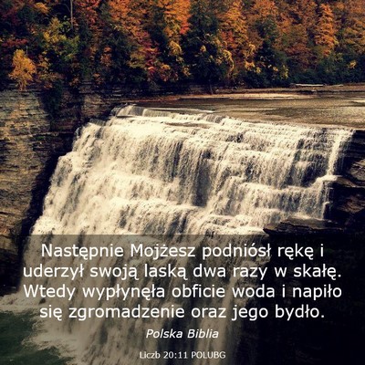 Picture 03 - Liczb 20:11 POLUBG - Następnie Mojżesz podniósł rękę i uderzył - Bible Verse Picture
