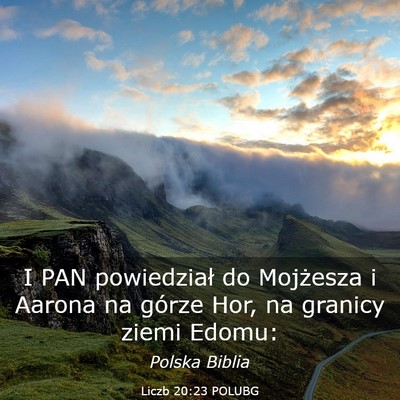 Picture 03 - Liczb 20:23 POLUBG - I PAN powiedział do Mojżesza i Aarona na górze - Bible Verse Picture