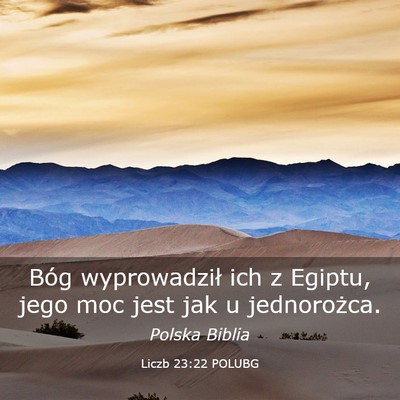Picture 03 - Liczb 23:22 POLUBG - Bóg wyprowadził ich z Egiptu, jego moc jest jak - Bible Verse Picture