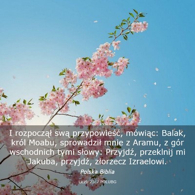 Picture 03 - Liczb 23:7 POLUBG - I rozpoczął swą przypowieść, mówiąc: - Bible Verse Picture