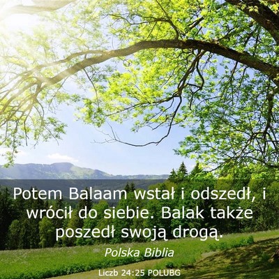 Picture 03 - Liczb 24:25 POLUBG - Potem Balaam wstał i odszedł, i wrócił do - Bible Verse Picture