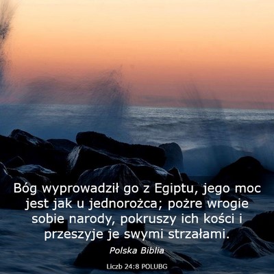 Picture 03 - Liczb 24:8 POLUBG - Bóg wyprowadził go z Egiptu, jego moc jest jak - Bible Verse Picture