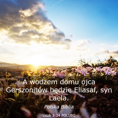 Picture 03 - Liczb 3:24 POLUBG - A wodzem domu ojca Gerszonitów będzie Eliasaf, - Bible Verse Picture