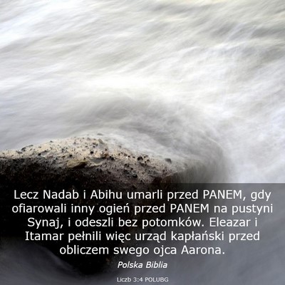 Picture 03 - Liczb 3:4 POLUBG - Lecz Nadab i Abihu umarli przed PANEM, gdy - Bible Verse Picture