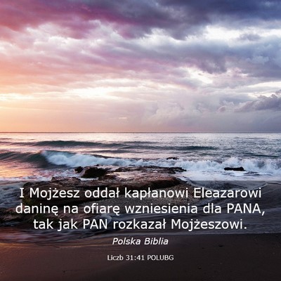 Picture 03 - Liczb 31:41 POLUBG - I Mojżesz oddał kapłanowi Eleazarowi daninę - Bible Verse Picture